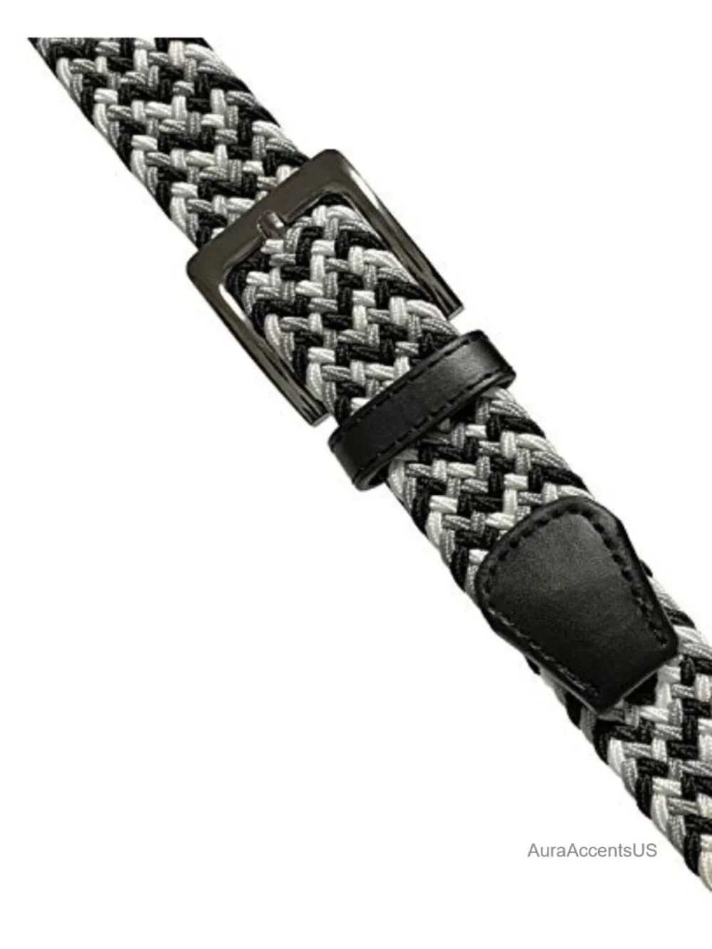 Braided Elastic Stretch Belt Casual Weave Canvas Fabric Woven Golf Belt 1-3/8